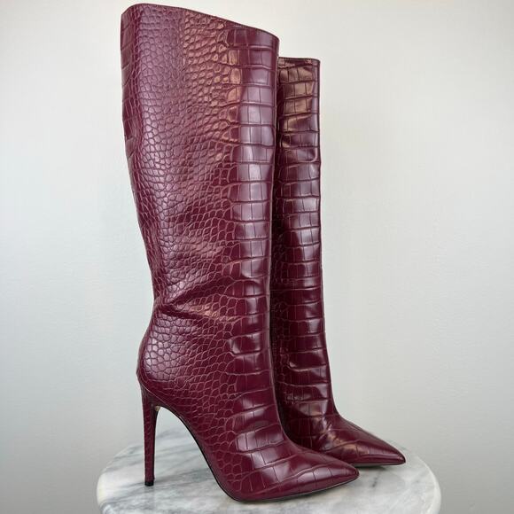 Jlo Jennifer Lopez Dark Red Adalynn Tall Stiletto Boots (Sz 9) - Picture 3 of 12